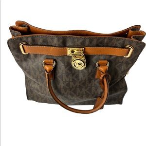 Michael Kors Hamilton Large Leather Brown/ Gold Tote